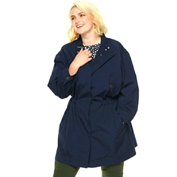 POPSUGAR Jackets & Blazers - POPSUGAR Drop-Shoulder Anorak Jacket Navy blue drawstring waist